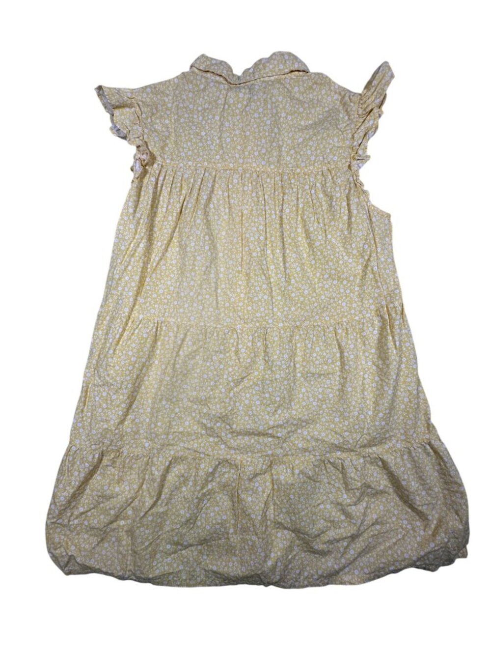 True Craft Womens Yellow Floral Ruffle Sleeve Button-Front Cotton Dress XL - Picture 3 of 7